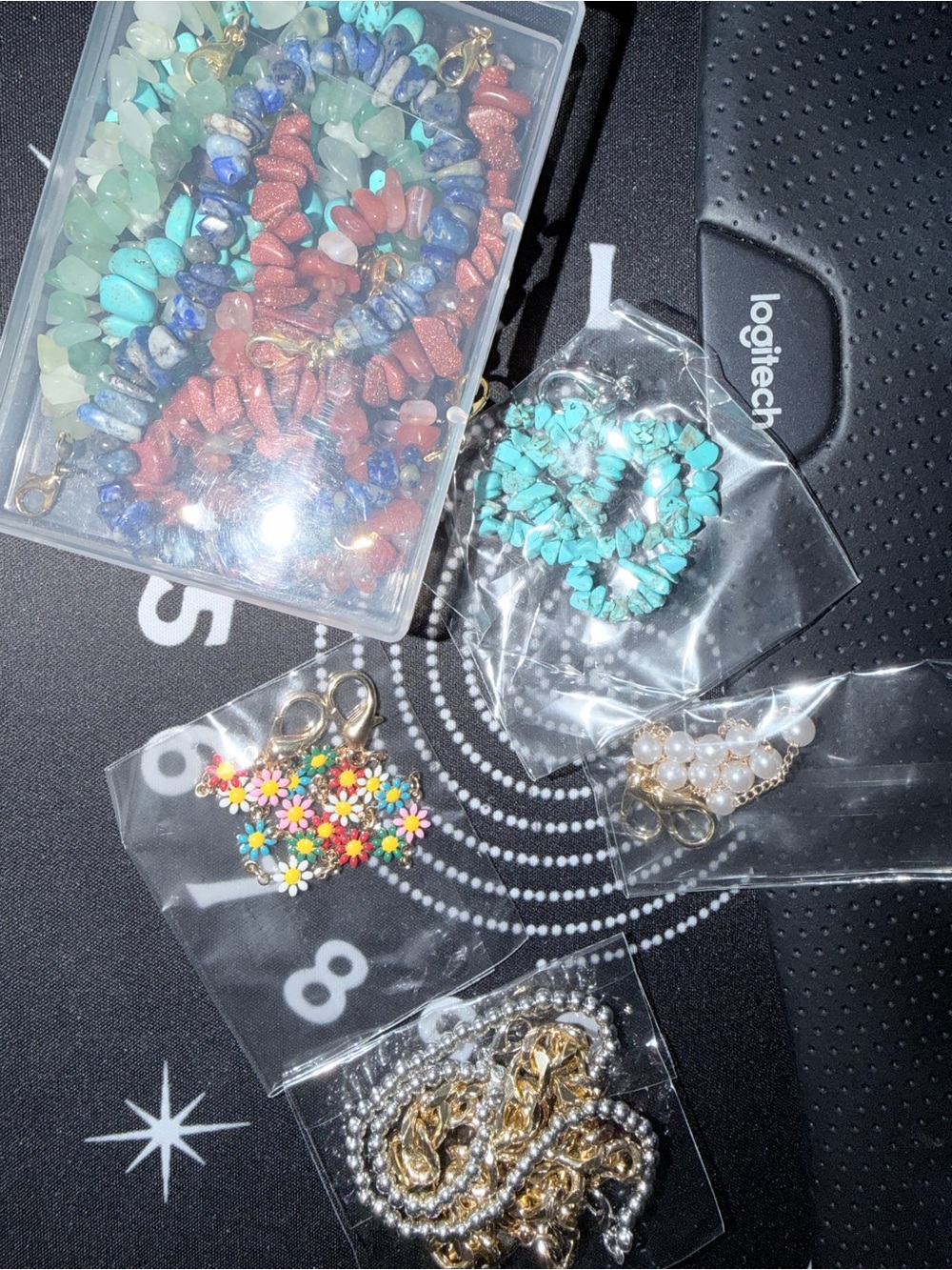 20 Assorted Beaded & Chain Trucker Hat Chain - Turquoise, Red, Blue, Gold, etc